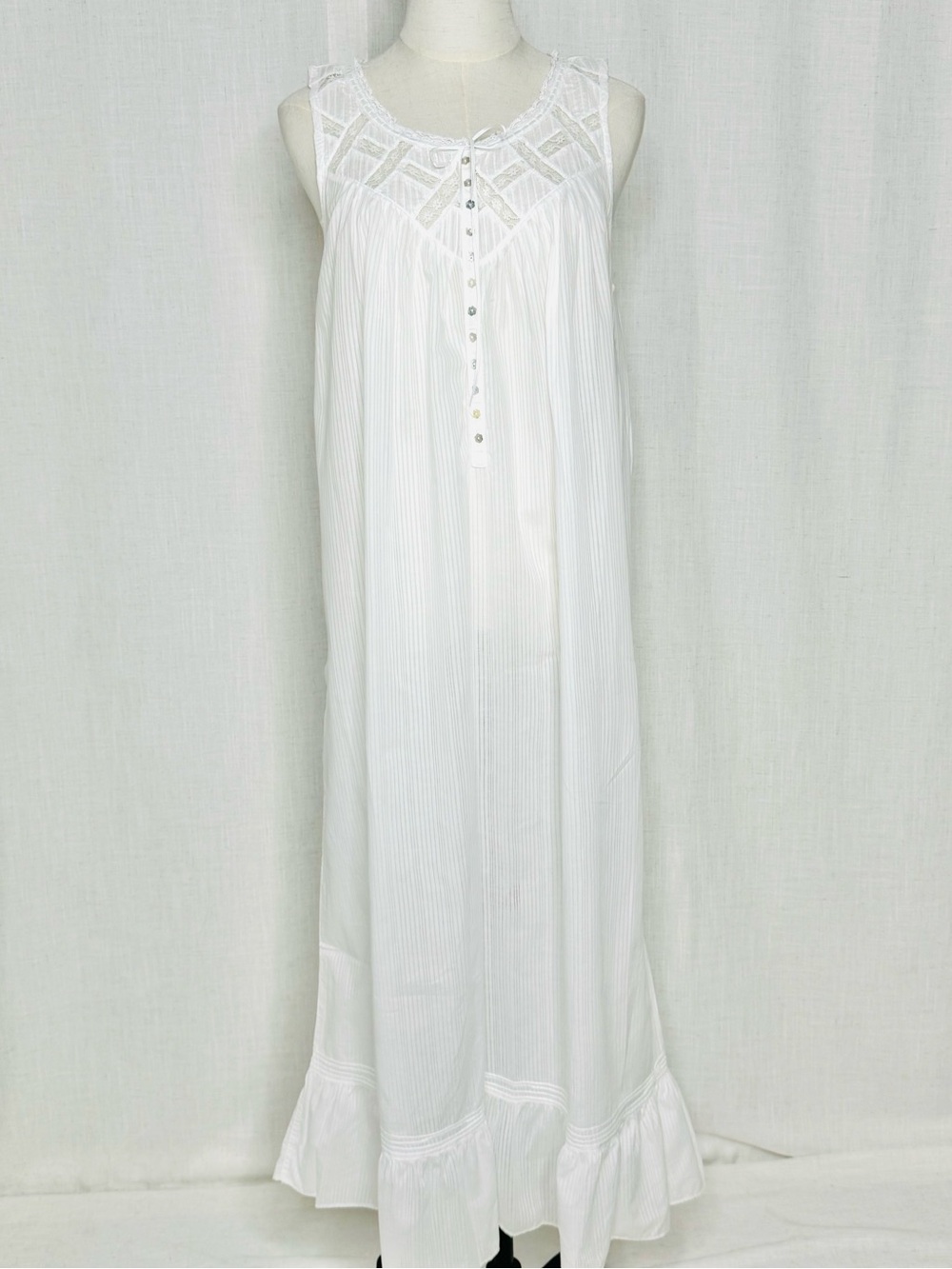 Eileen West Sleeveless Ballet Nightgown White Cotton Size S